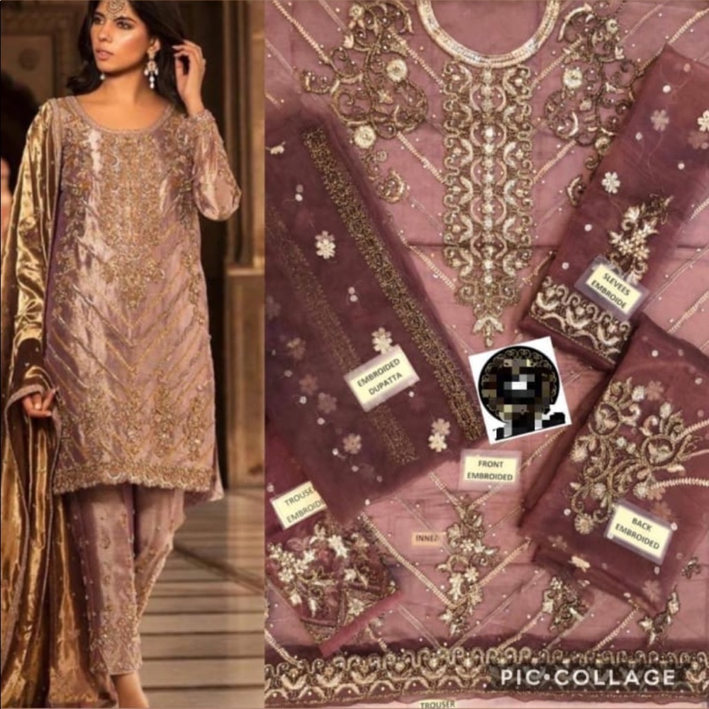 Heavy embroidered Pakistani shalwar kameez